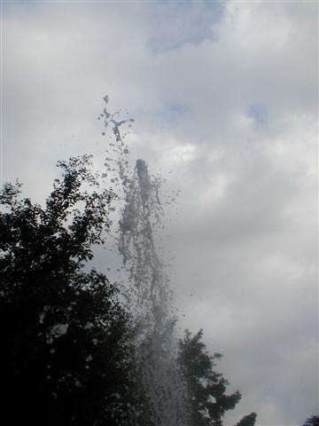 Shooting water at the sky